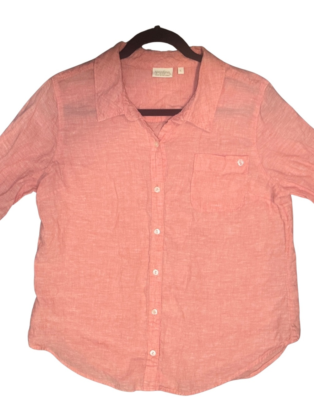 Spartina 449 Pink Button-Down 100% Linen Shirt